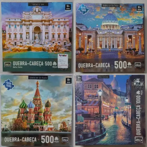 Kit 4 Quebra-cabeças 500 E 1000 Peças Game Office Completo (Usado)