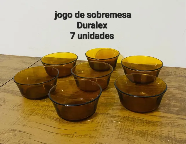 Jogo De Sobremesa Duralex Âmbar Antigo - 7 Peças (Anos 80)