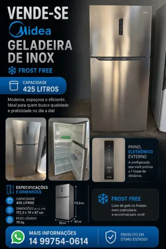 Geladeira Midea Inox