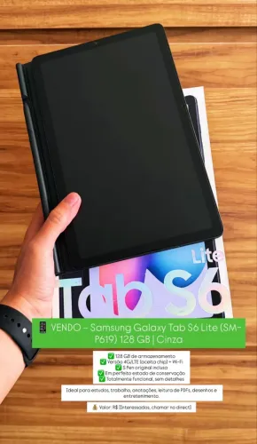 Samsung Galaxy Tab S6 Lite 128GB 4G/LTE + CANETA ORIGINAL