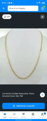Vendo ou troca por iphone Corrente Cordão Masculino 70cm Grumet Ouro 18k 750