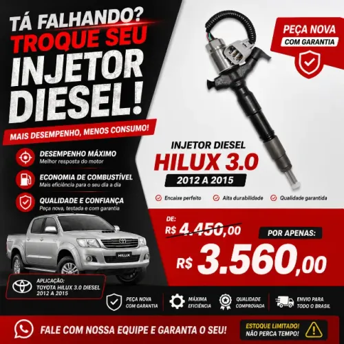 BICO INJETOR TOYOTA HILUX/SW4 3.0 DIESEL 2012 ATÉ 2015