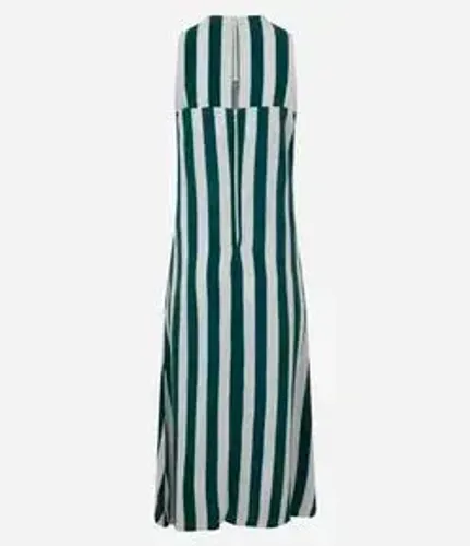 Vestido listra verde midi viscolinho novo com etiqueta TAM P