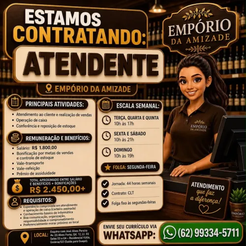 Atendente para distribuidora de bebidas
