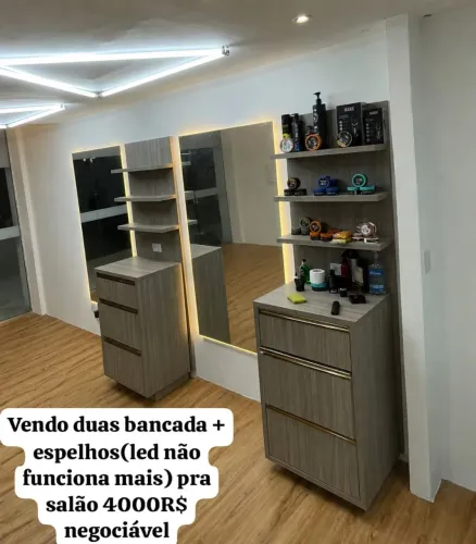 Barbearia quase pronta 2bancadas e 2 espelhos