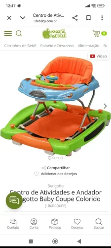 Centro de Atividades e Andador Burigotto Baby Coupe Colorido