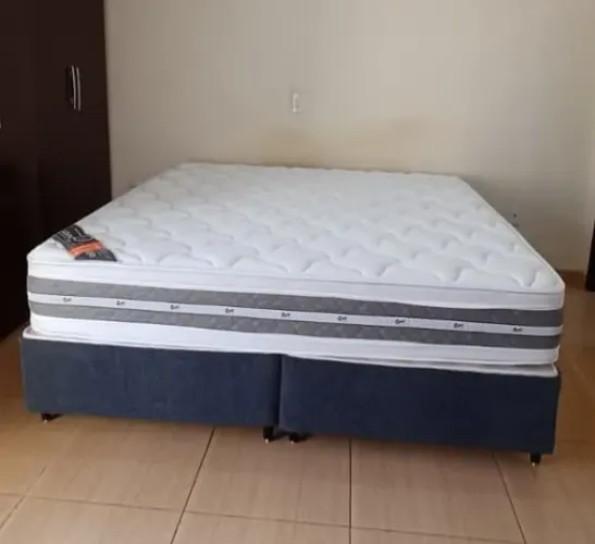 Cama Box + Colchao Castor Super King Lausane Double Face Hibrido 193x203x61cm