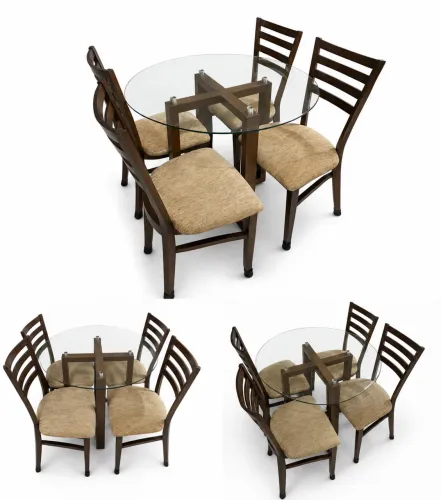 Conjunto de mesa com tampo de vidro e 4 cadeiras