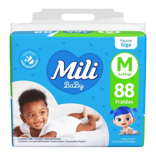 Fralda Mili Tamanho M 88 fraldas