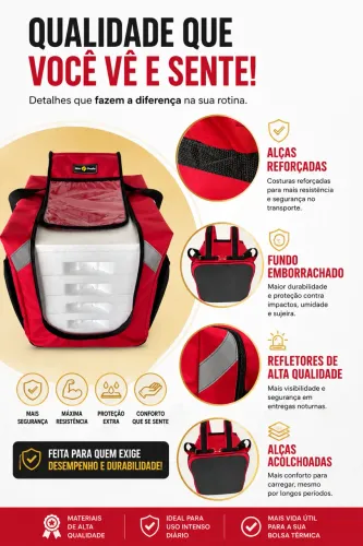 Bag de Motoboy para Entrega de Marmitex e Quentinha 08/20 unidades Marmitas de Alúminio