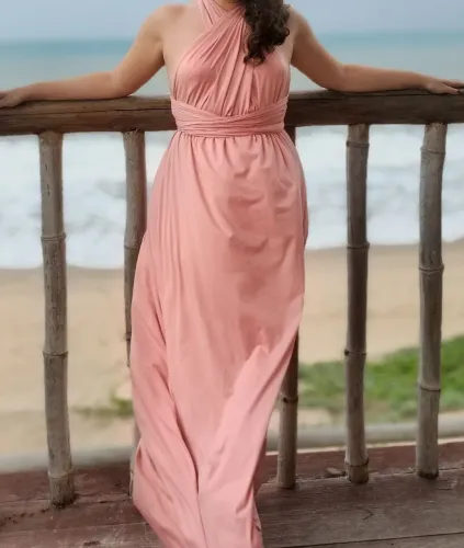 Vestido multiformas coral