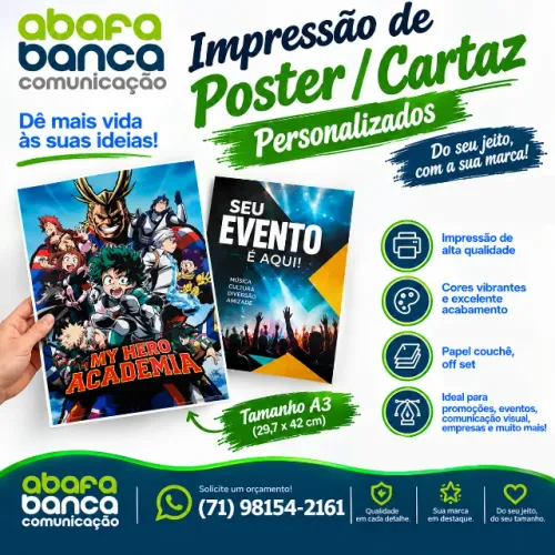 Poster/Cartaz A3 Personalizados - 5 unids