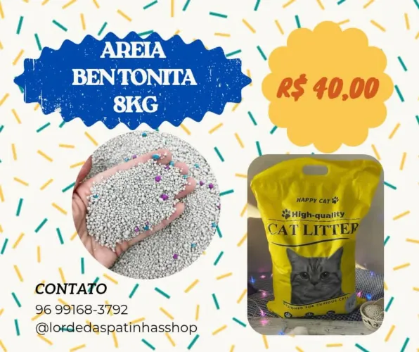 Areia de 8kg para gatos R$ 40,00