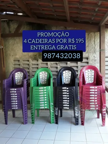 CADEIRA DE PLASTICO 4 POR R$ 195 E ENTREGO HJ HOJE
