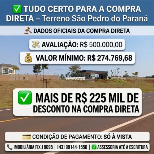 Imóvel com bom aproveitamento ? Terreno em Sao Pedro do Parana - PR,