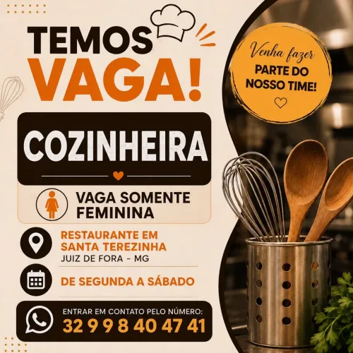 Vaga de cozinheira profissional