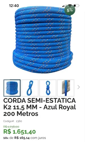Corda 11,5 mm nova sem uso