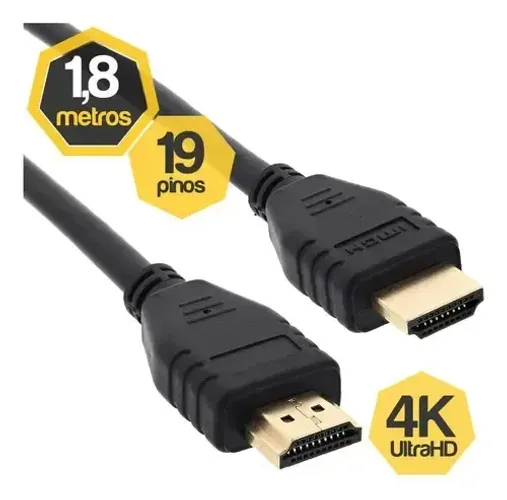 Cabo HDMI Novo Lacrado 1,80m Fullhd 4k