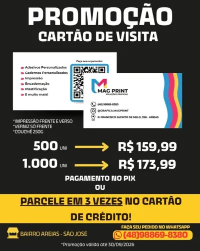 Cartão de visita frente e verso colorido