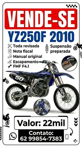 Yamaha YZ250F 2010 -  Nota e Manual