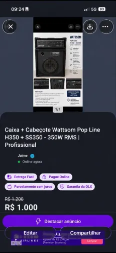 Caixa + Cabeçote Wattson Pop Line H350 + SS350 - 350W RMS Profissional