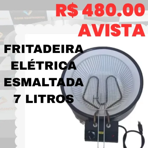 Fritadeira elétrica esmaltada 7 litros tacho