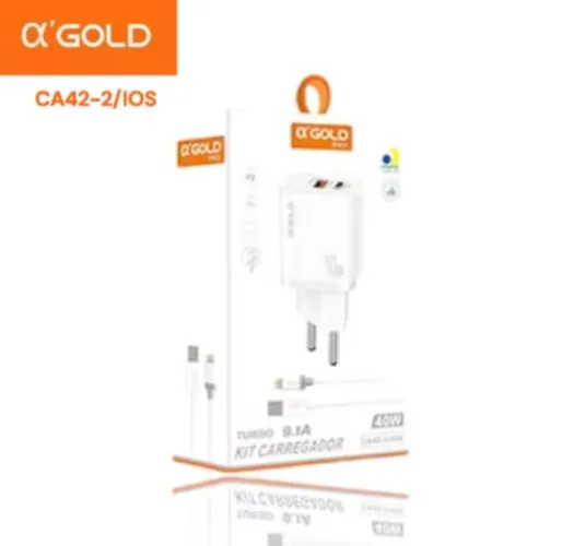 Carregador Ultra Rápido iPhone 40W Alpha Gold - Duas Saídas (USB-C + USB)