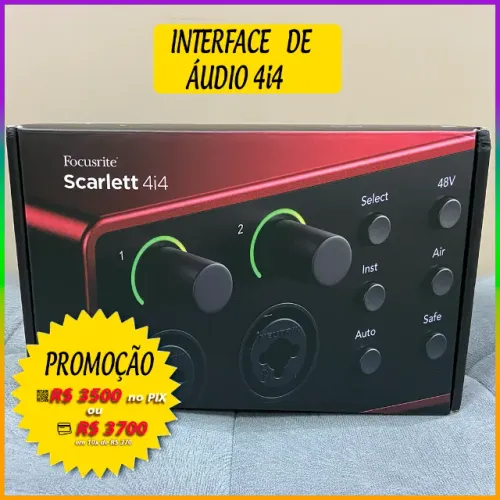 Interface de Áudio Focusrite Scarlett 4i4 4gen - NOVA