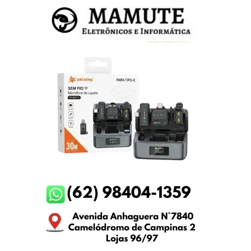 Microfone Lapela Sem Fio Duplo 2 em 1 Para iPhone E Android Anc Cancelamento de Ruído