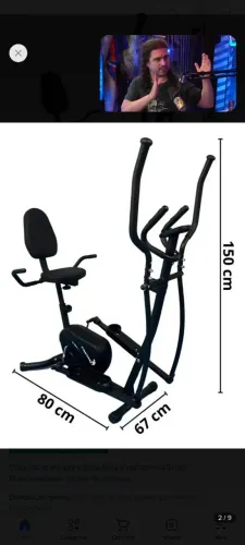 Bicicleta ergométrica com elíptico - 2 em 1