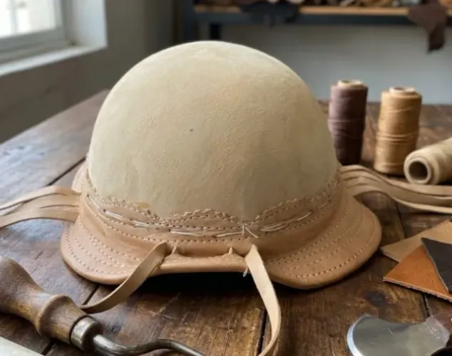 Chapéu de Couro Legítimo Estilo Capacete Nordestino Dupla Camada Premium