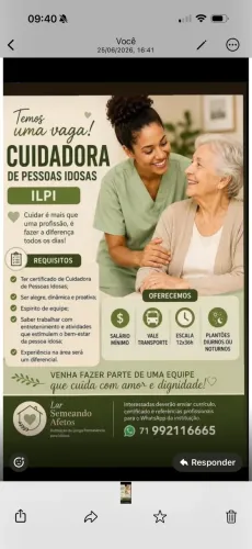 Contrata-se cuidadora