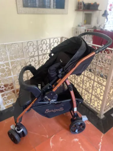 Carrinho de Bebê Burigotto Rio K Travel System Preto Cobre + Bebê Conforto - Semi-novo