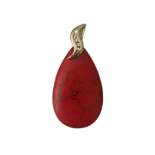 Pingente Panna Joias Gota Vermelha Pedra Natural com Zircônias Banhado a Ouro
