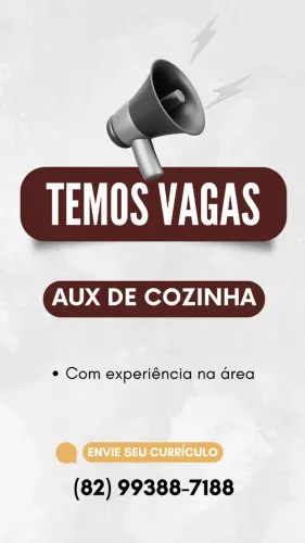 VAGA DE EMPREGO PARA AUXILIAR DE COZINHA E CONZINHEIRA