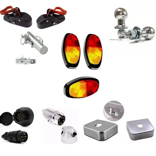 Acessórios para Reboques:Tomadas,Munhecas,Capas inox,Lanternas,Esfera e etc