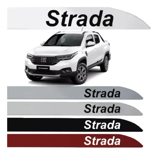 Friso Lateral Fiat Strada 2021- C/ Nome - Branco / Cinza / Preto / Vermelho / Prata