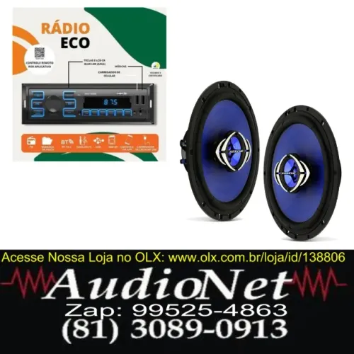 Kit Som Automotivo Radio Mp3 Player + 2 Falantes 6 Polegadas