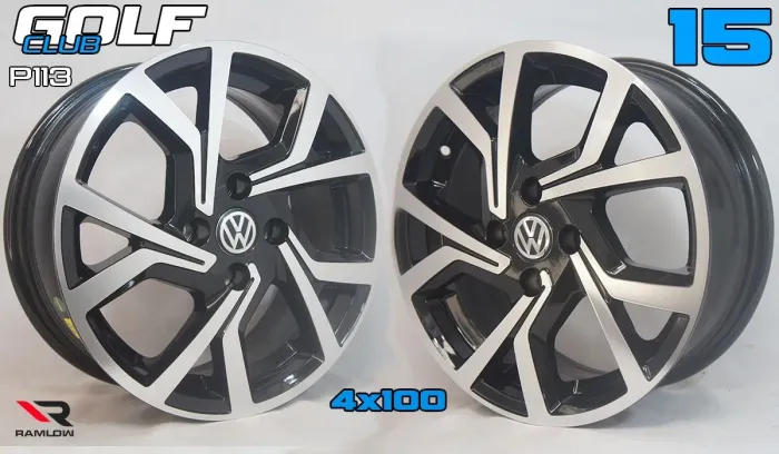 Rodas 15 modelo do Golf Club P113 4x100 preta com diamantado gol 