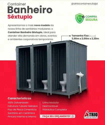 Container banheiros comerciais e obras