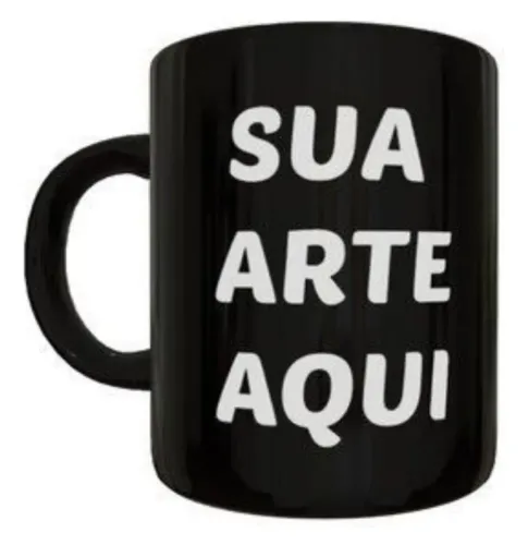Caneca de Cerâmica Preta Personalizada