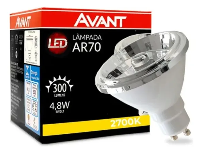 8 Lâmpadas LED AR70 Avant 4,8W 300 Lumens 2700K