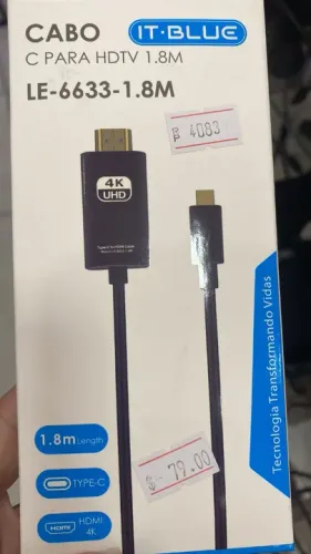 Cabo Tipo-C para HDMI 1.8M Lelong LE6633 - Conexão Rápida - Loja Coimbra- Entregamos