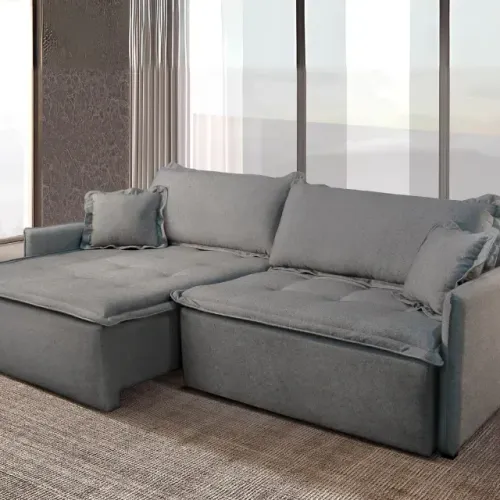 Sofá Cama 4 Lugares No Cinza