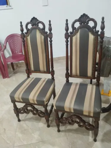 Par de Cadeiras de Jantar Antiga tecido impermeável