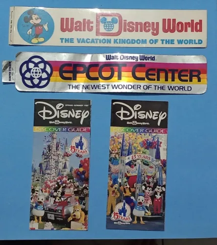 Lote Adesivos e panfleto Disney Word 1987 