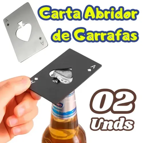 Abridor de Garrafas Carta de Baralho Cabe na Carteira de Aço Inox