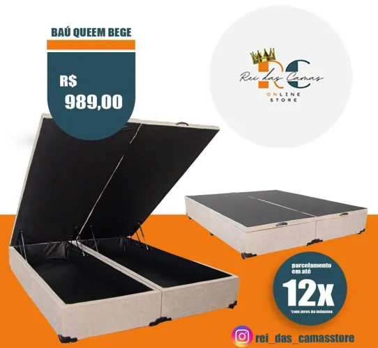 Baú Queen e baú casal na promoção! Frete grátis.