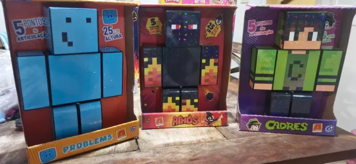 Boneco Gamer Minecraft Cadres 25cm Algazarra - kit com 3