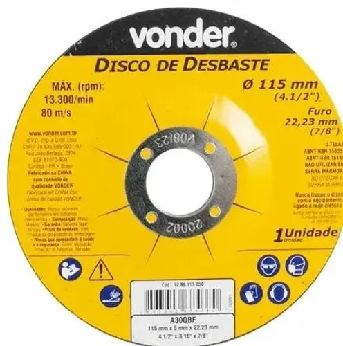 DISCO DESBASTE 4.1/2POL 115X5,0X22,23 DBV VONDER